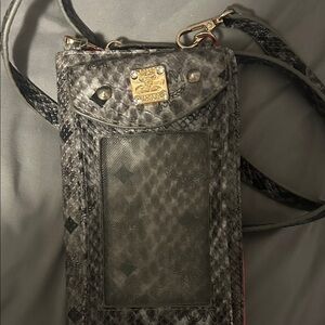 MCM Black and Gray Crossbody Phone Case